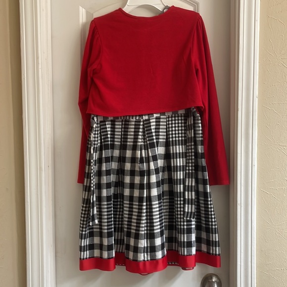 ♻️🆕 New Bonnie Jean Black White Red Holiday Formal Dress with Jacket size 16 - Picture 3 of 8
